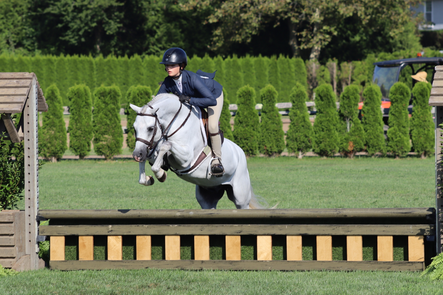 Westhampton resident Lainey Posa and her pony, Summerwood's Blue Steel, at last year's Hampton Classic.   CAILIN RILEY