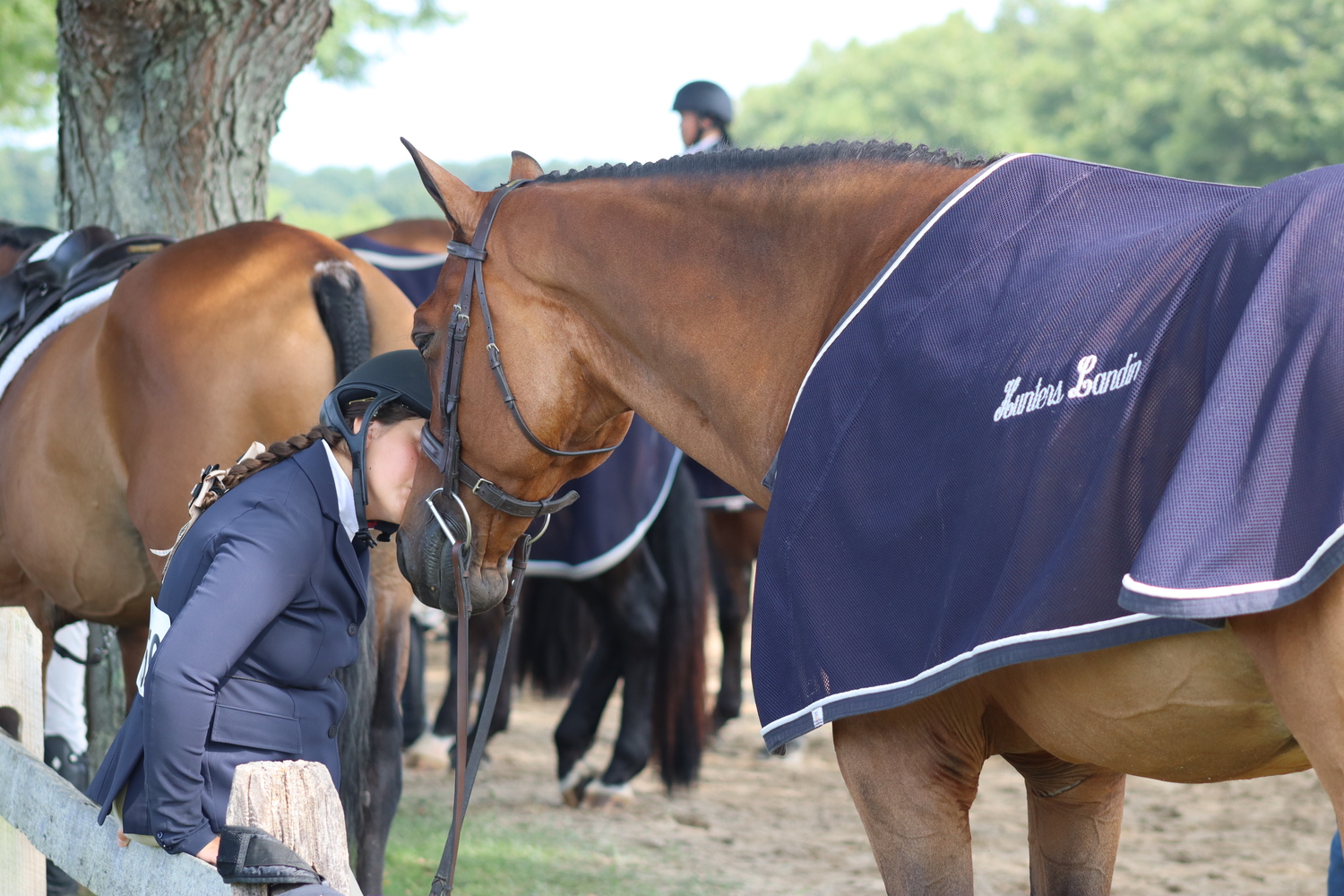 A rider shows her horse some love. CAILIN RILEY