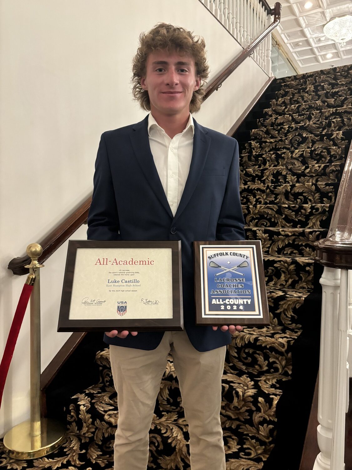 Luke Castillo with his All County and Academic All-American awards.   NICOLE CASTILLO