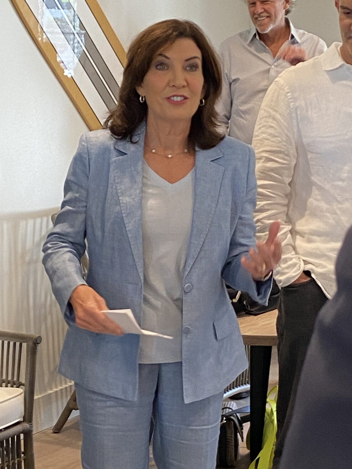 When she was in East Hampton Town this month, Governor Kathy Hochul spoke of the urgency of addressing climate change. CHRISTOPHER WALSH