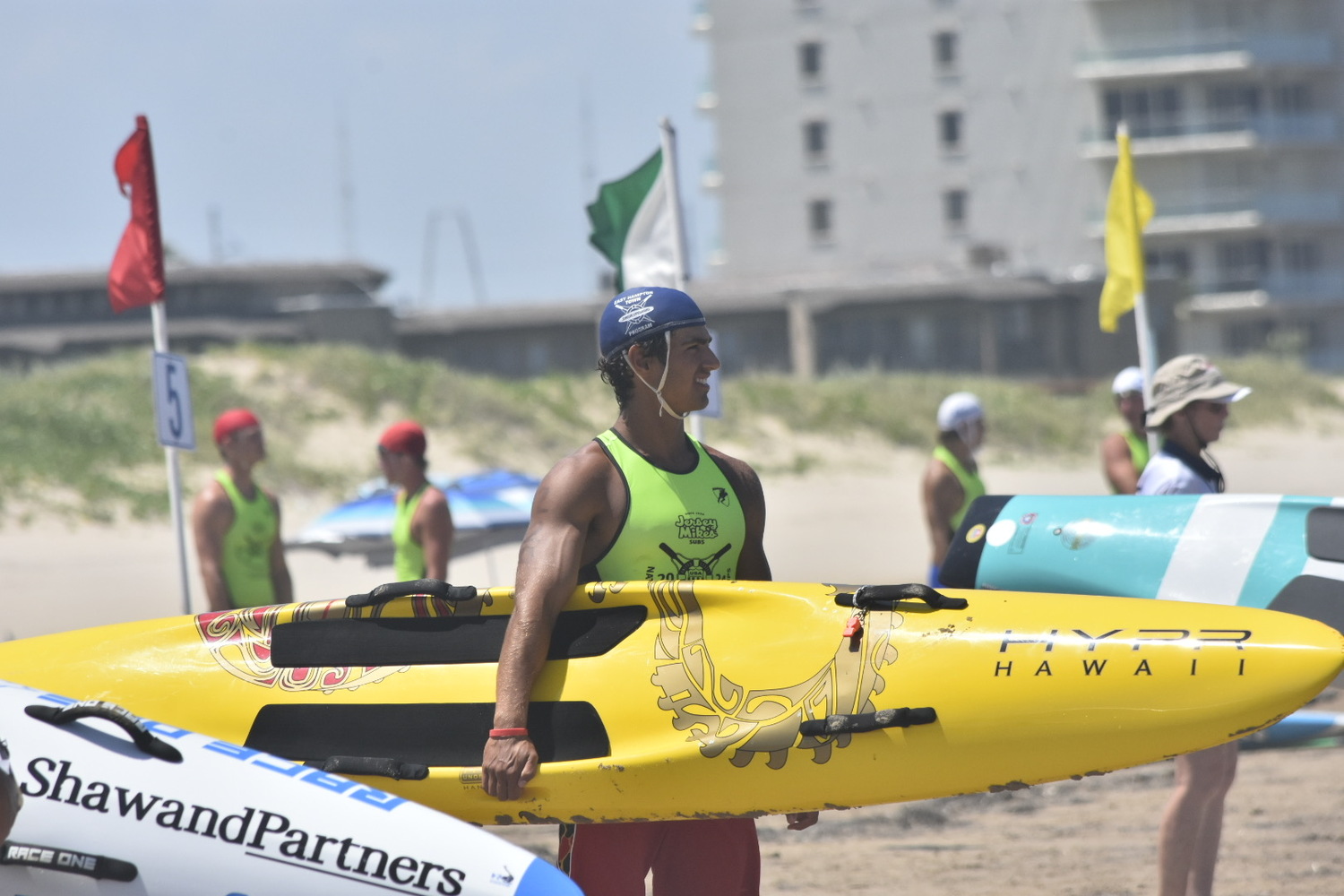 A large group of lifeguards and junior lifeguards from East Hampton and Southampton Town beaches competed under the Hampton Lifeguard Association banner at the USLA Nationals at South Padre Island, Texas, last week. MELISSA KNIGHT