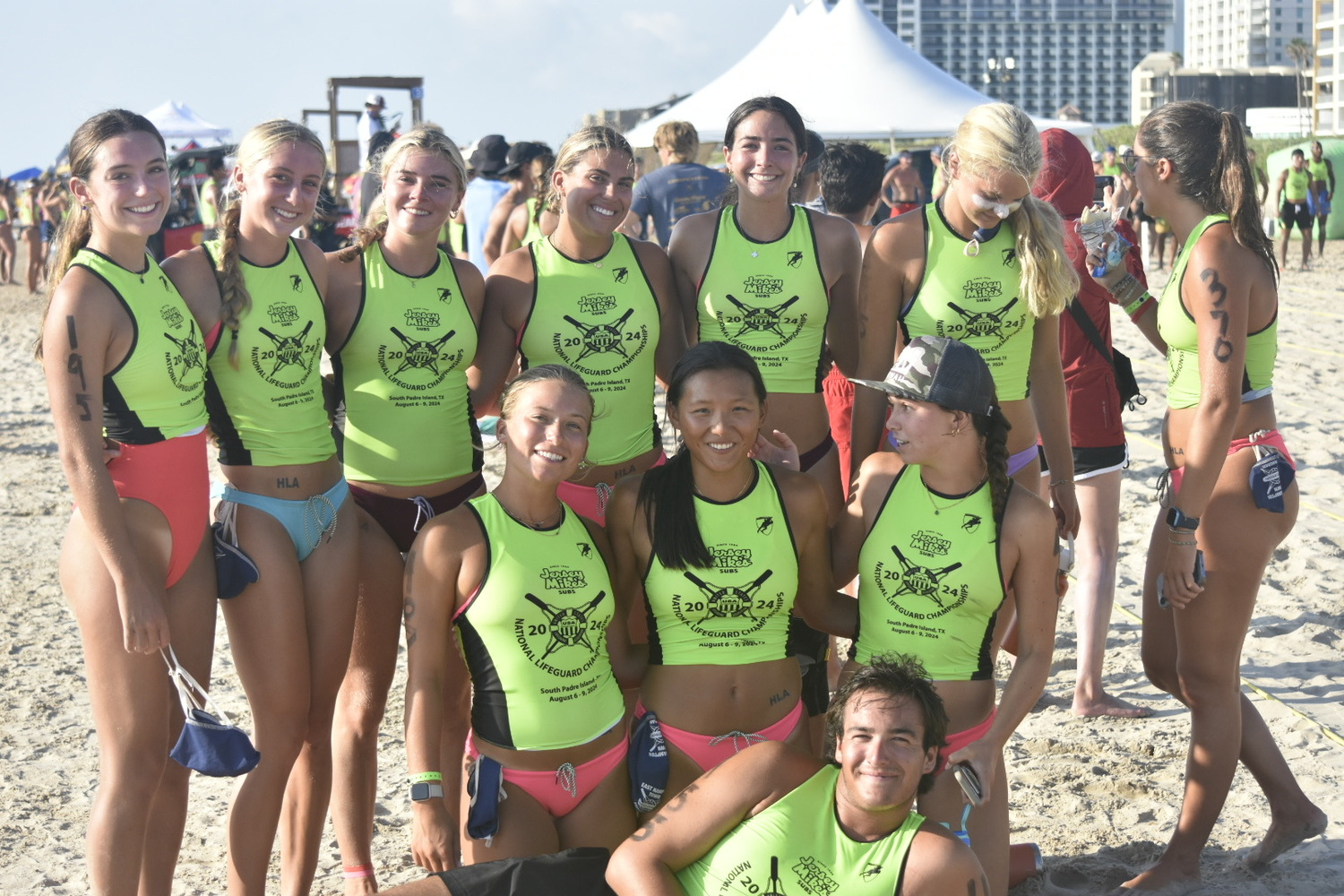 A large group of lifeguards and junior lifeguards from East Hampton and Southampton Town beaches competed under the Hampton Lifeguard Association banner at the USLA Nationals at South Padre Island, Texas, last week. MELISSA KNIGHT