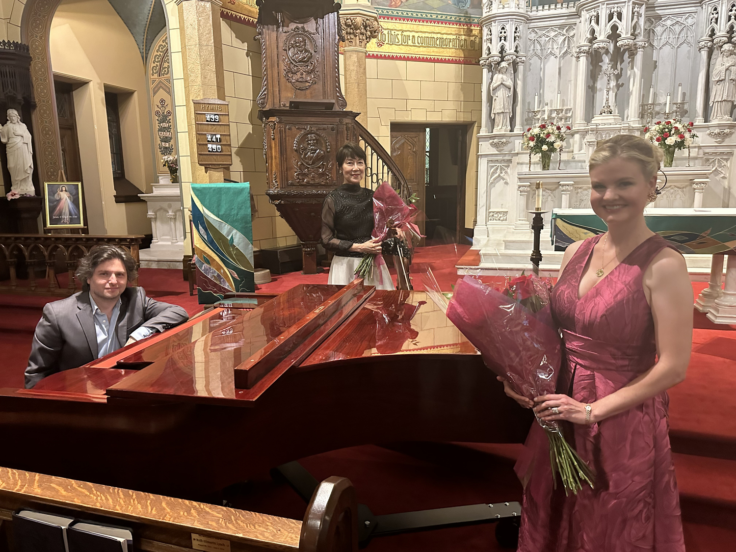 Tyson Deaton, Junko Ohtsu, and Sarah Moulton Faux at the Summer Roses Concert.    GREGORY D'ELIA