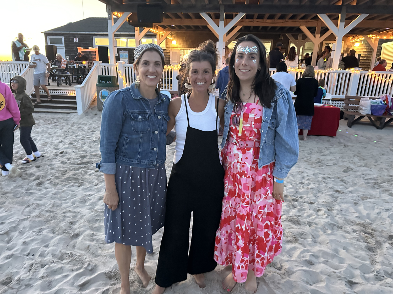 -Robin Preiato, Molly Bishop and Gloria Dios at the Moonlight Plunge at Coopers Beach.  GREGORY D'ELIA