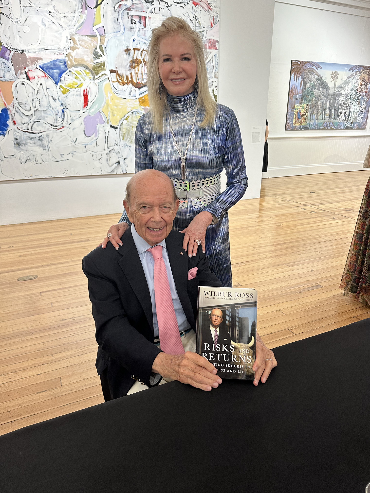 Wilbur and Hilary Ross at the lecture and book signing at Southampton Arts Center.   GREGORY D'ELIA