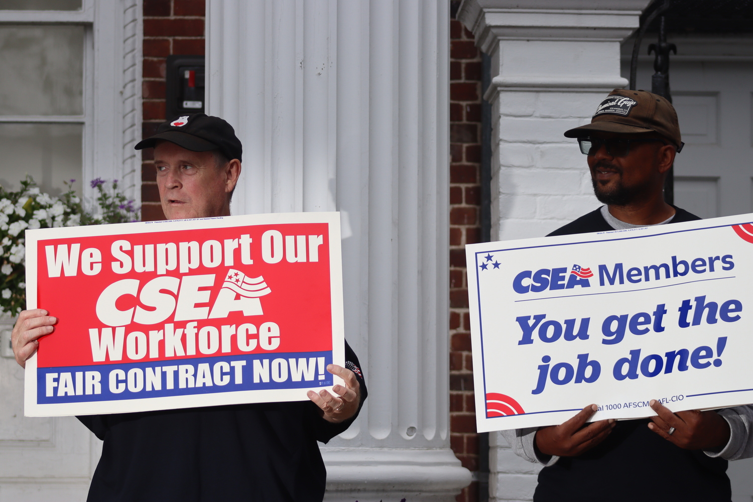 Several CSEA union members employed by Southampton Village, mainly those who work in the building maintenance department, rallied in front of village hall on Thursday, August 8. They feel they have been disrespected by both the current and previous village administrations. Immediately following the rally, they signed a contract that had been first ratified in the spring of 2023. CAILIN RILEY