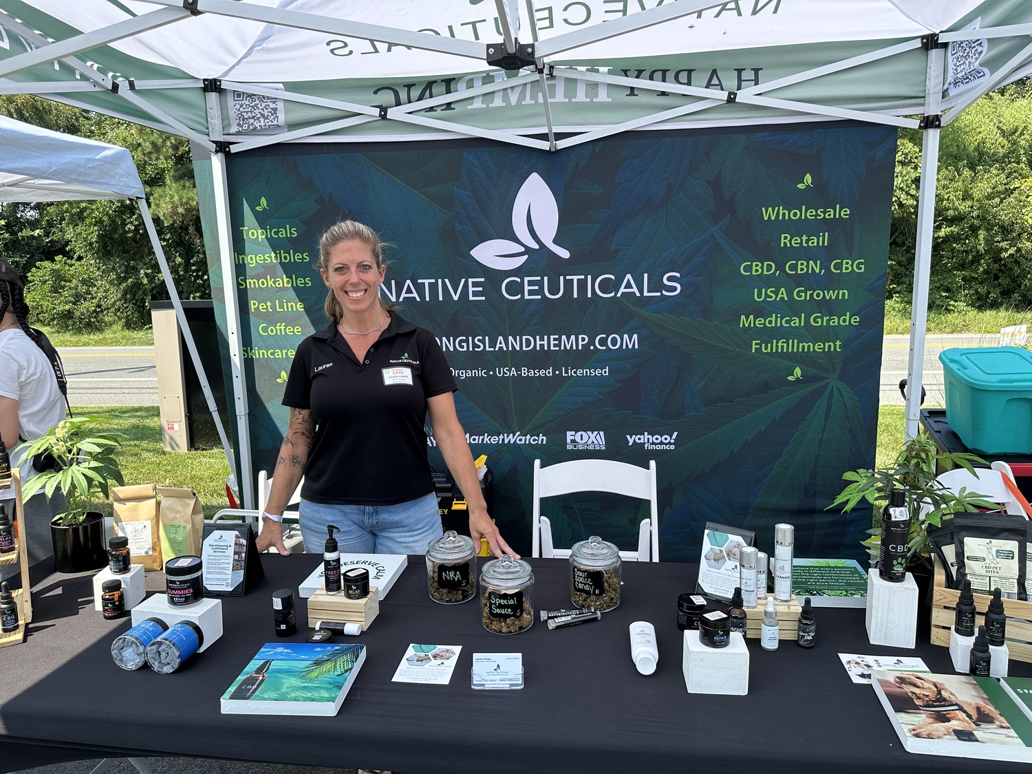 Lauren Harper of Native Ceuticals set up at the Hampton Cannabis Expo. DAN STARK