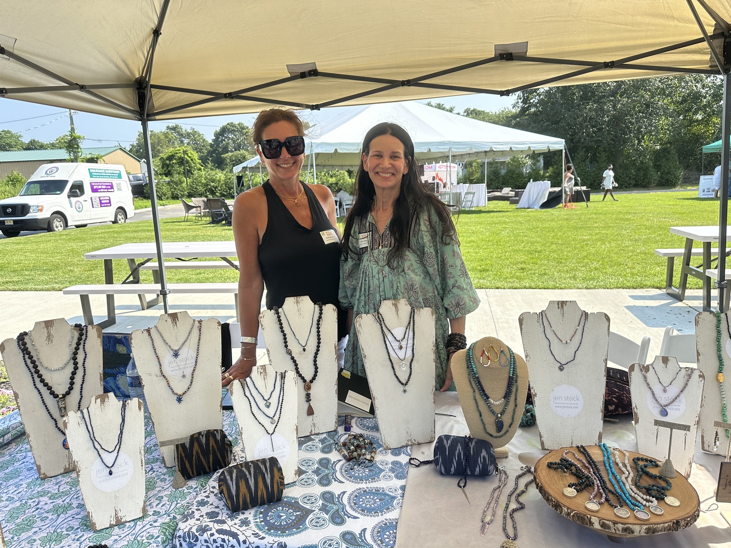 Jen Stock (right) of Jen Stock Designs set up at the Hampton Cannabis Festival with Claudia Benz (left). DAN STARK