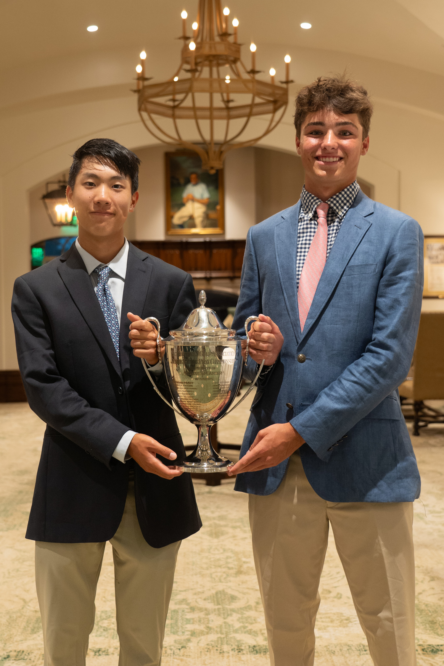 The Carter Cup was awarded to both Jack Chung, left, and Owen Jessop after both were tied before weather canceled the tournament.   METROPOLITAN GOLF ASSOCIATION