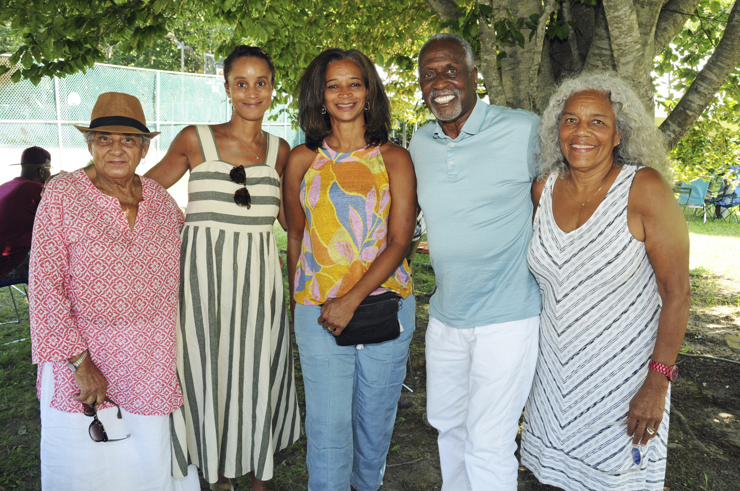 Darri Willoughby, Jordan Morris, Gail Richards, Eglon Simons and Bebe Granger at Bridgehampton Day at the Bridgehampton Child Care & Recreation Center on Saturday.     RICHARD LEWIN