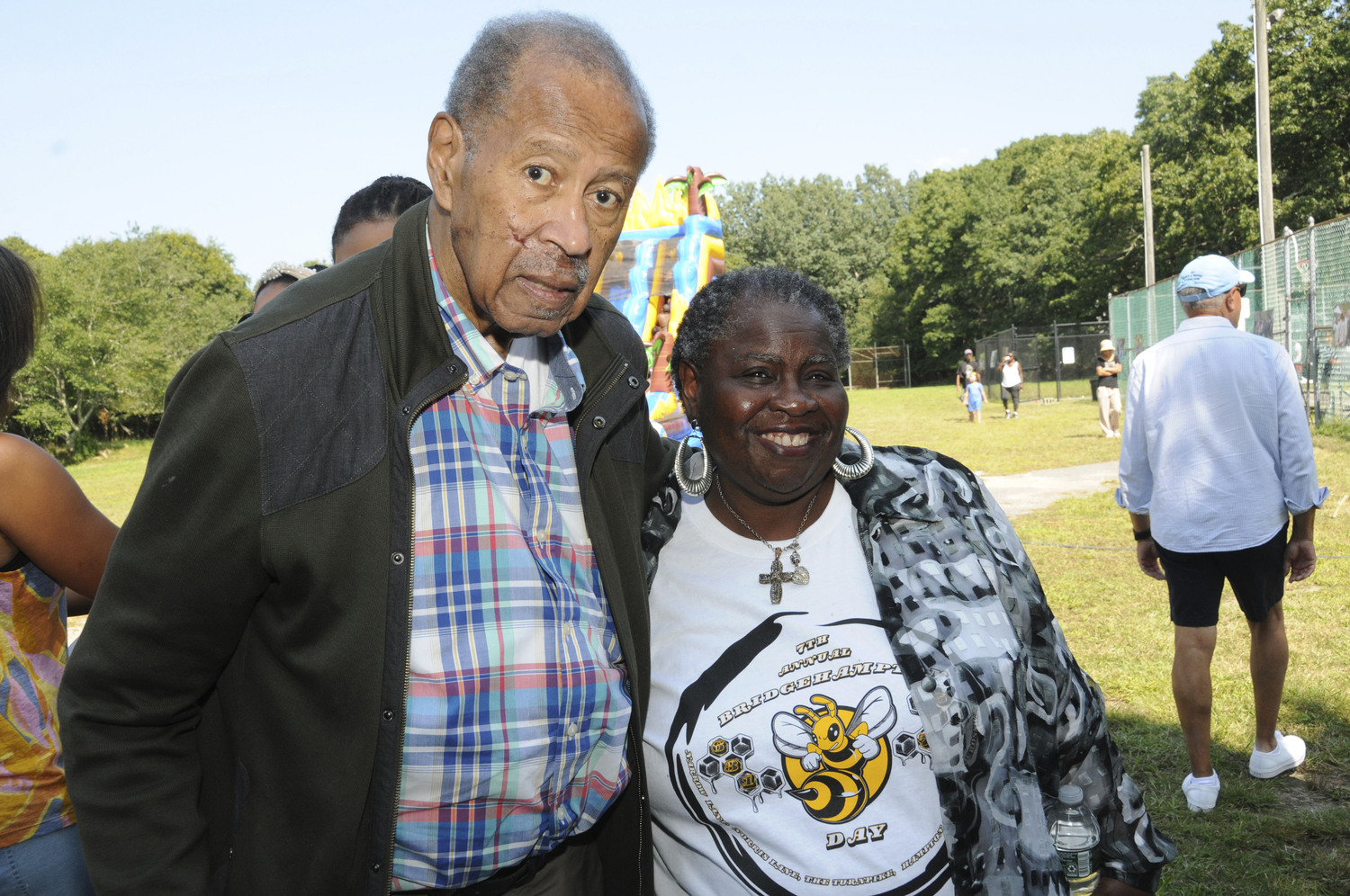 Dr. Robert North and Bonnie Cannon at at Bridgehampton Day at the Bridgehampton Child Care & Recreation Center on Saturday.  Dr. North was recognized at the event for his contributions to the Bridgehampton community.   RICHARD LEWIN