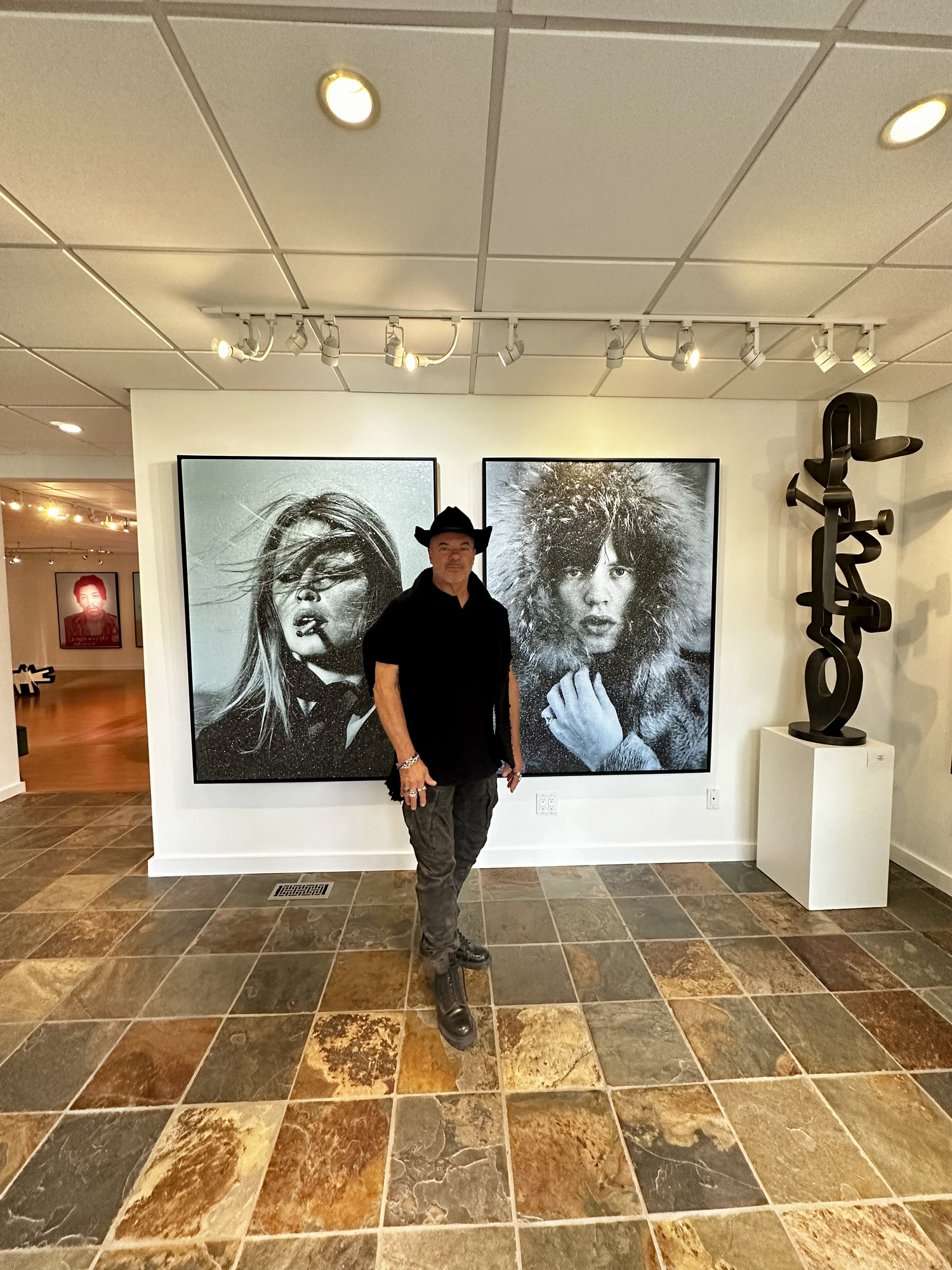 Artist Russell Young at the August 17 opening of his show “For Your Eyes Only