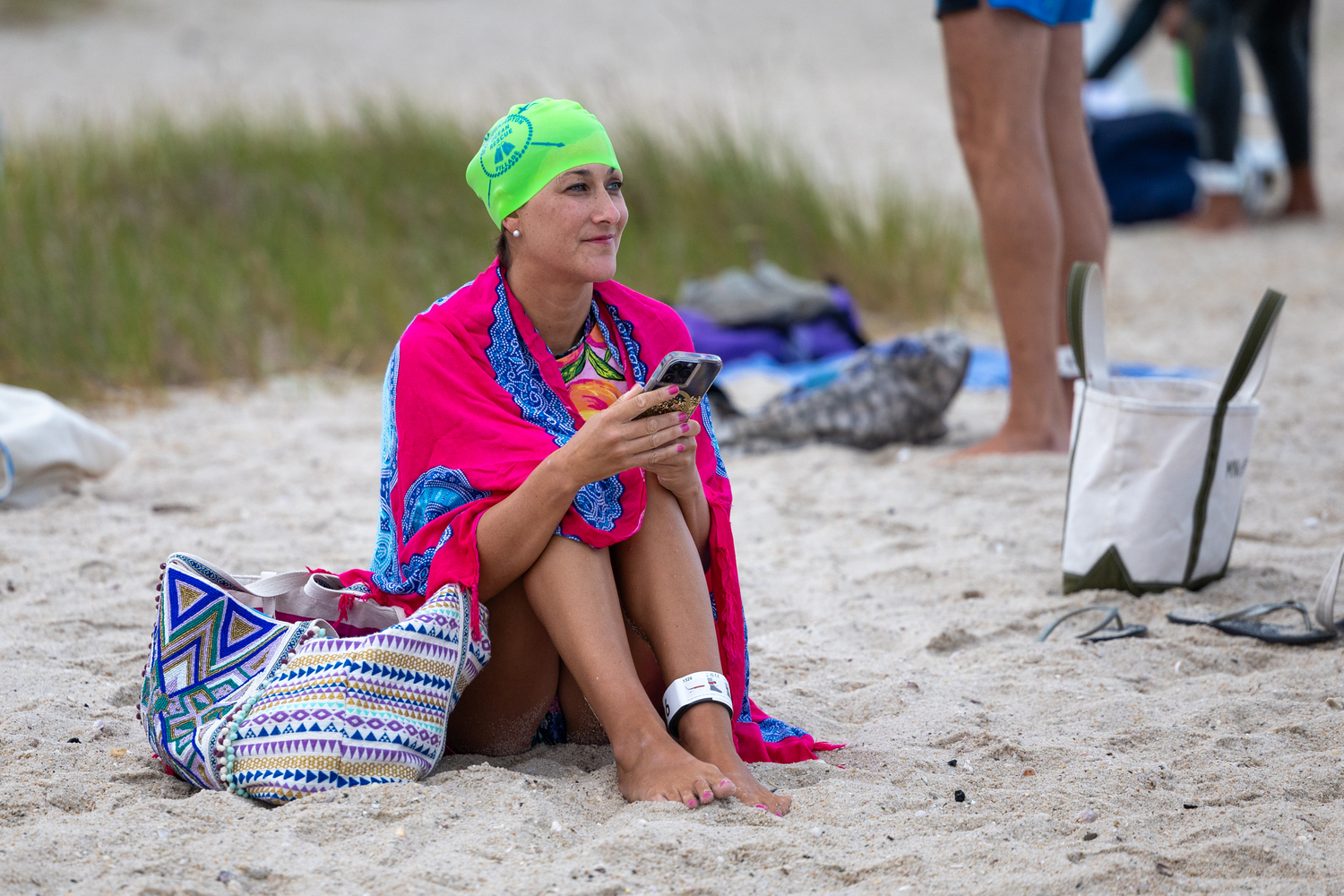 Waiting for the swim to start.   RON ESPOSITO