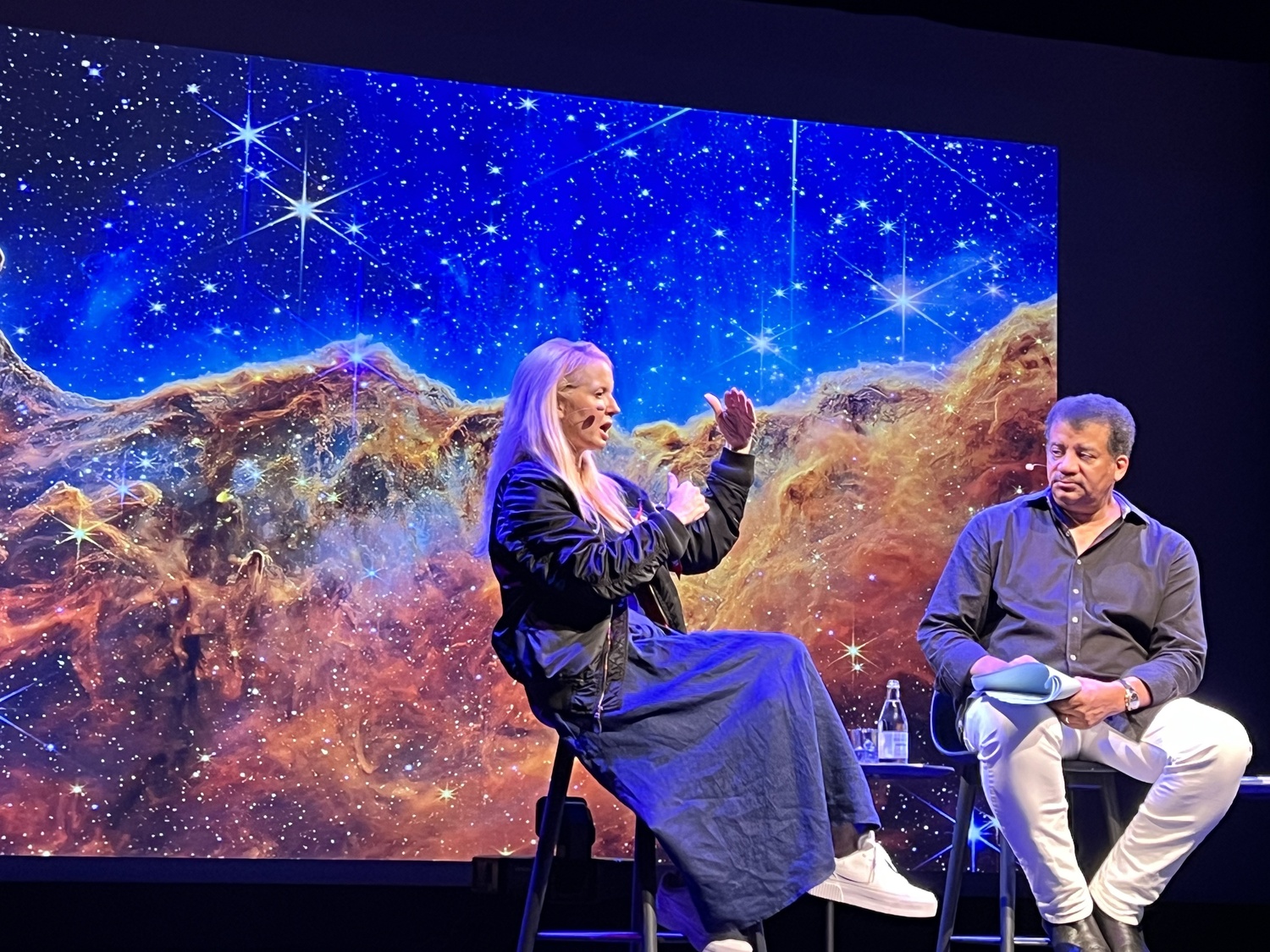 Kimberly K. Arcand and Neil deGrasse Tyson during 