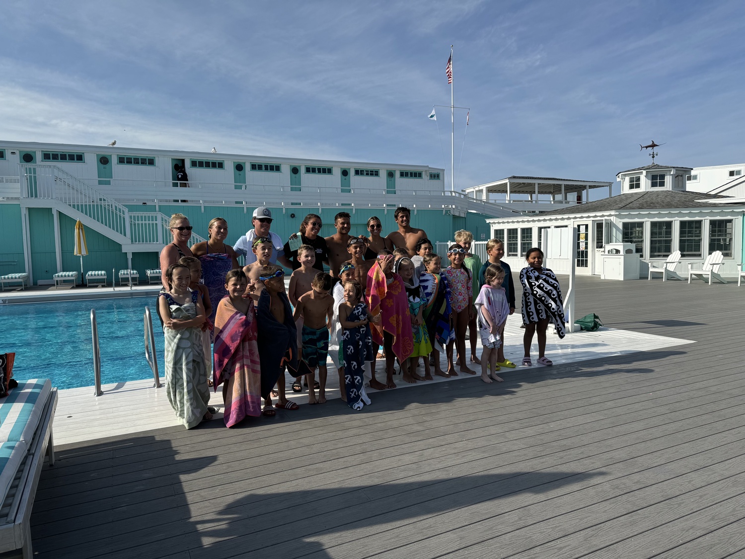 Westhampton Beach School District students participating in the district’s summer recreation and academy program were afforded the opportunity to learn new skills from community volunteers. Among the programs was swimming lessons at the Swordfish Club. COURTESY WESTHAMPTON BEACH SCHOOL DISTRICT