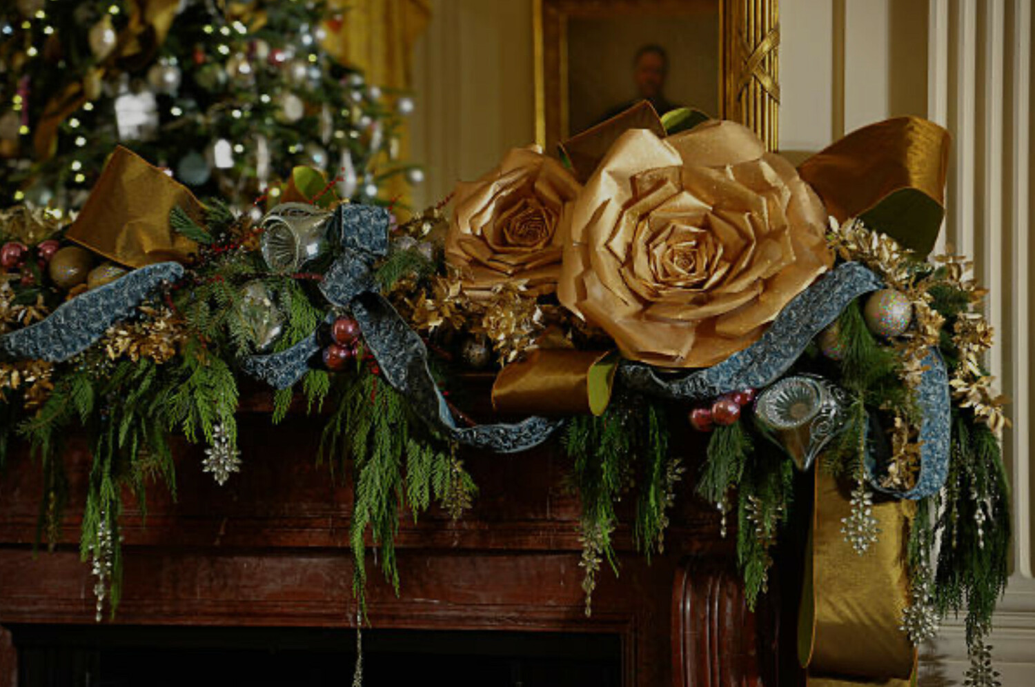 Tana Leigh Gerber's paper flower creations were part of the holiday decor in the Obama White House in 2013. THE WHITE HOUSE