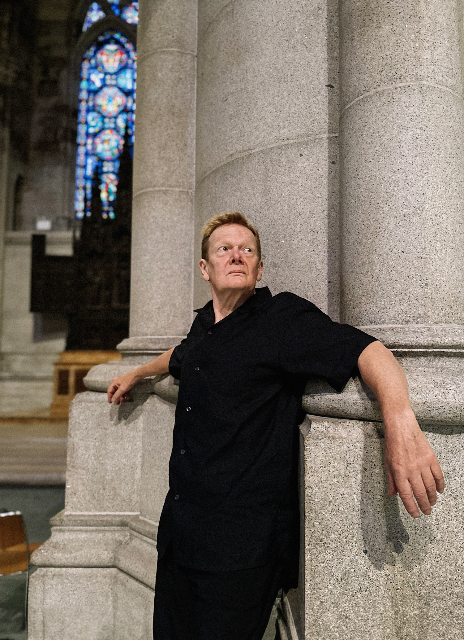 Philippe Petit inside The Cathedral of St. John the Divine in Manhattan where he is an artist-in-residence. On August 7 and 8 Petit performed at the cathedral in commemoration of the 50th anniversary of his high wire walk between the World Trade Center's North and South Towers. VICTORIA DEARING