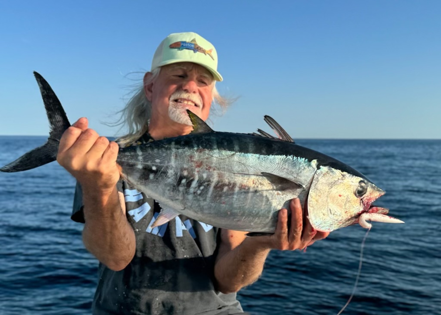 Mark Sedotti with a light tackle bluefin tuna caught off Montauk last week. LUYEN CHOU