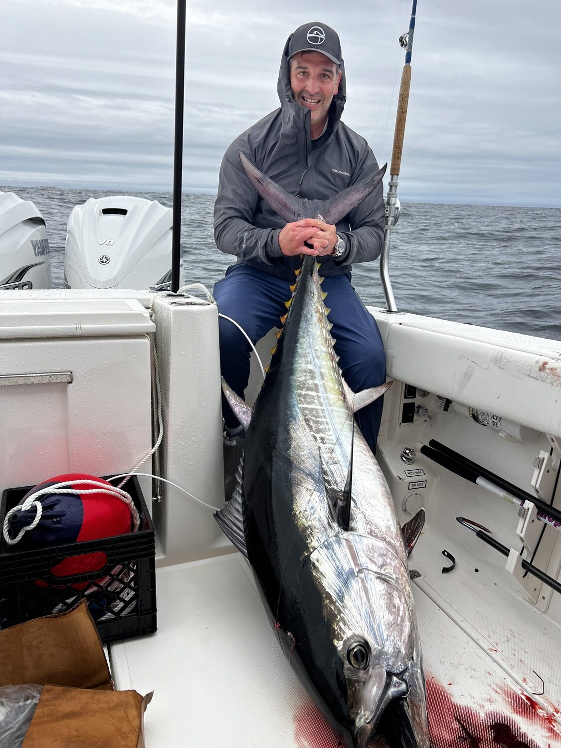 Matt Baxter and crew snuck out during the brief weather window on Friday and were welcomed with a quick bite from a nice bluefin tuna. KEITH ROBERTSON