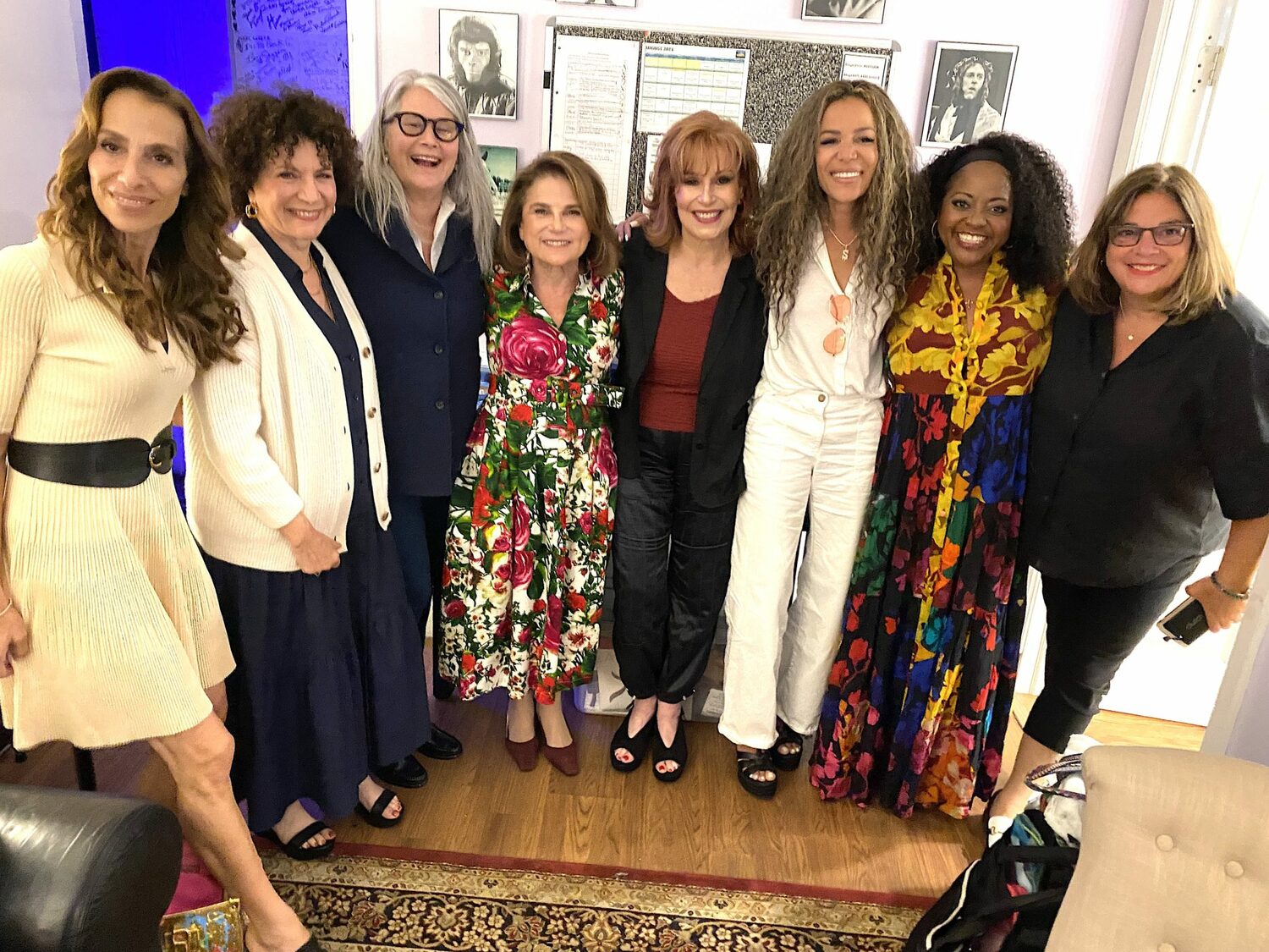 Co-producer Rose Caiola, Susie Essman, Lorraine Bracco, Tovah Feldshuh, Joy Behar, Sonny Hostin, Sherri Shepherd and co-producer Cyrene Esposito. BARRY GORDIN