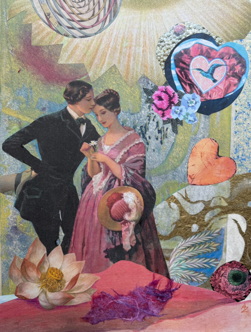 Amy Zerner “The Lovers,” 2024, mixed-media collage painting, 11” x 14.5.” COURTESY THE ARTIST