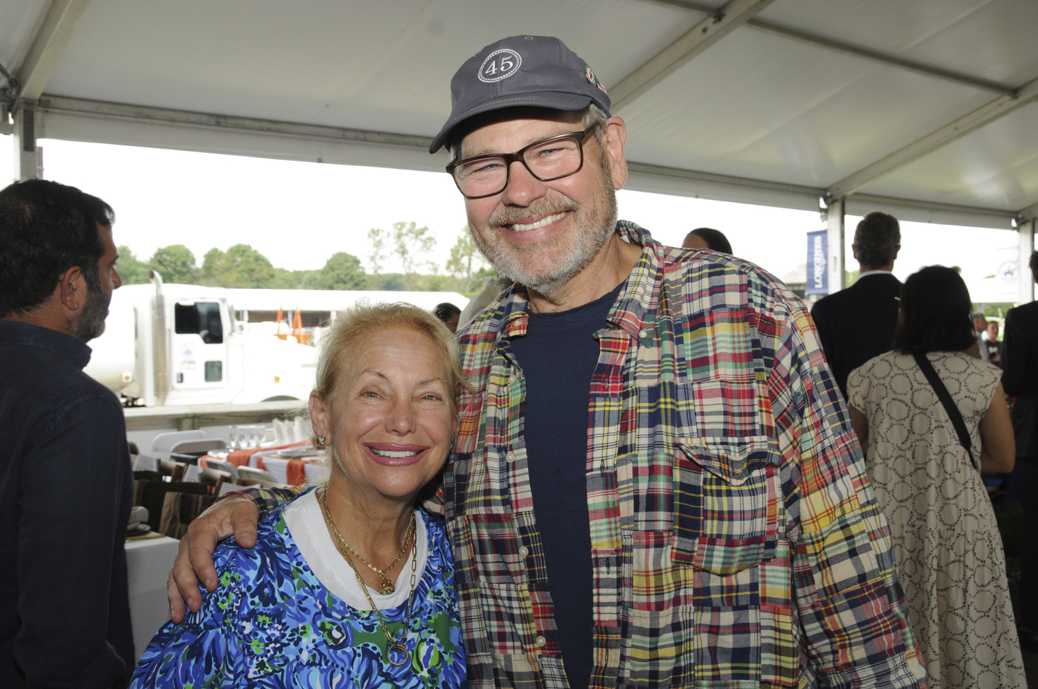 Lisa Bruno and Mickey Paraskevas at the Hampton Classic Grand Prix on Sunday.  RICHARD LEWIN