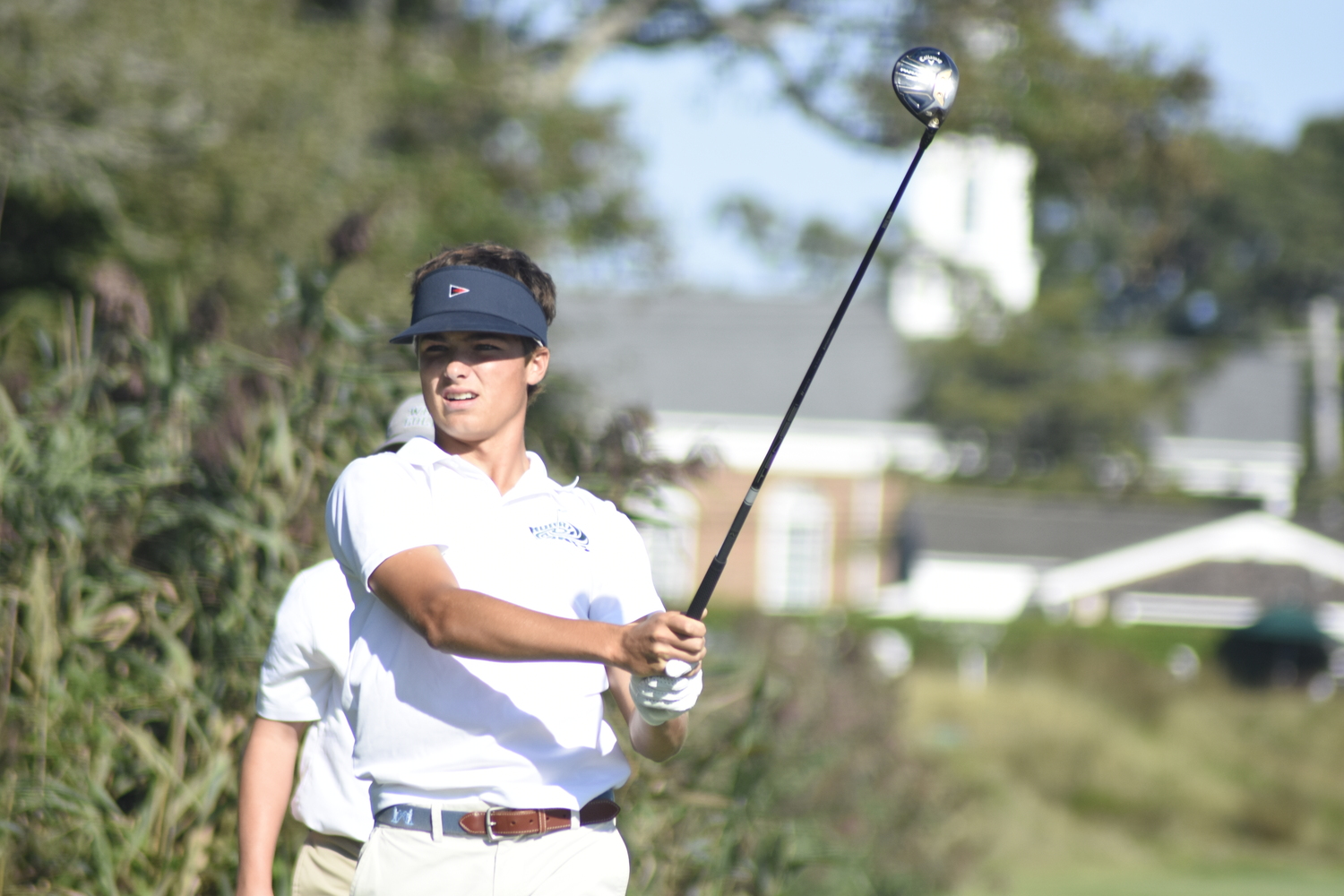 Owen Jessop tees off on hole 2.   DREW BUDD