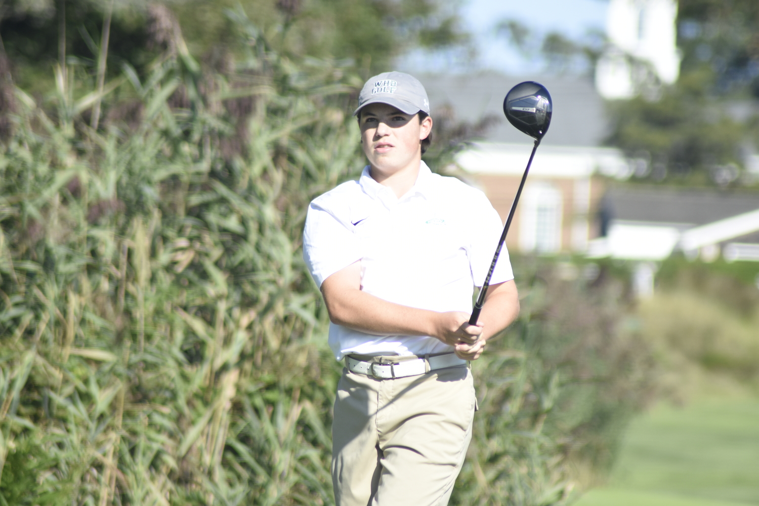 Zach Berger tees off.   DREW BUDD