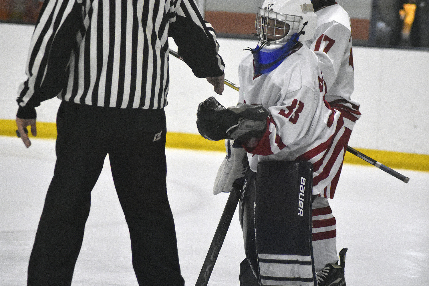 Whalers goalie Tre Armusewicz made 30 saves in the season opener on September 18.   DREW BUDD