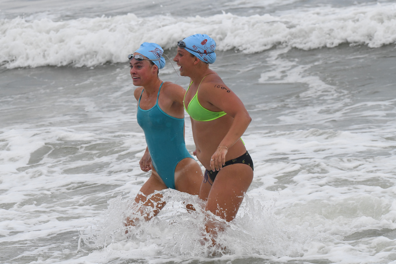 East Hampton Volunteer Ocean Rescue hosted its annual Red Devil Swim at Atlantic Avenue Beach in Amagansett on Saturday evening.   DOUG KUNTZ