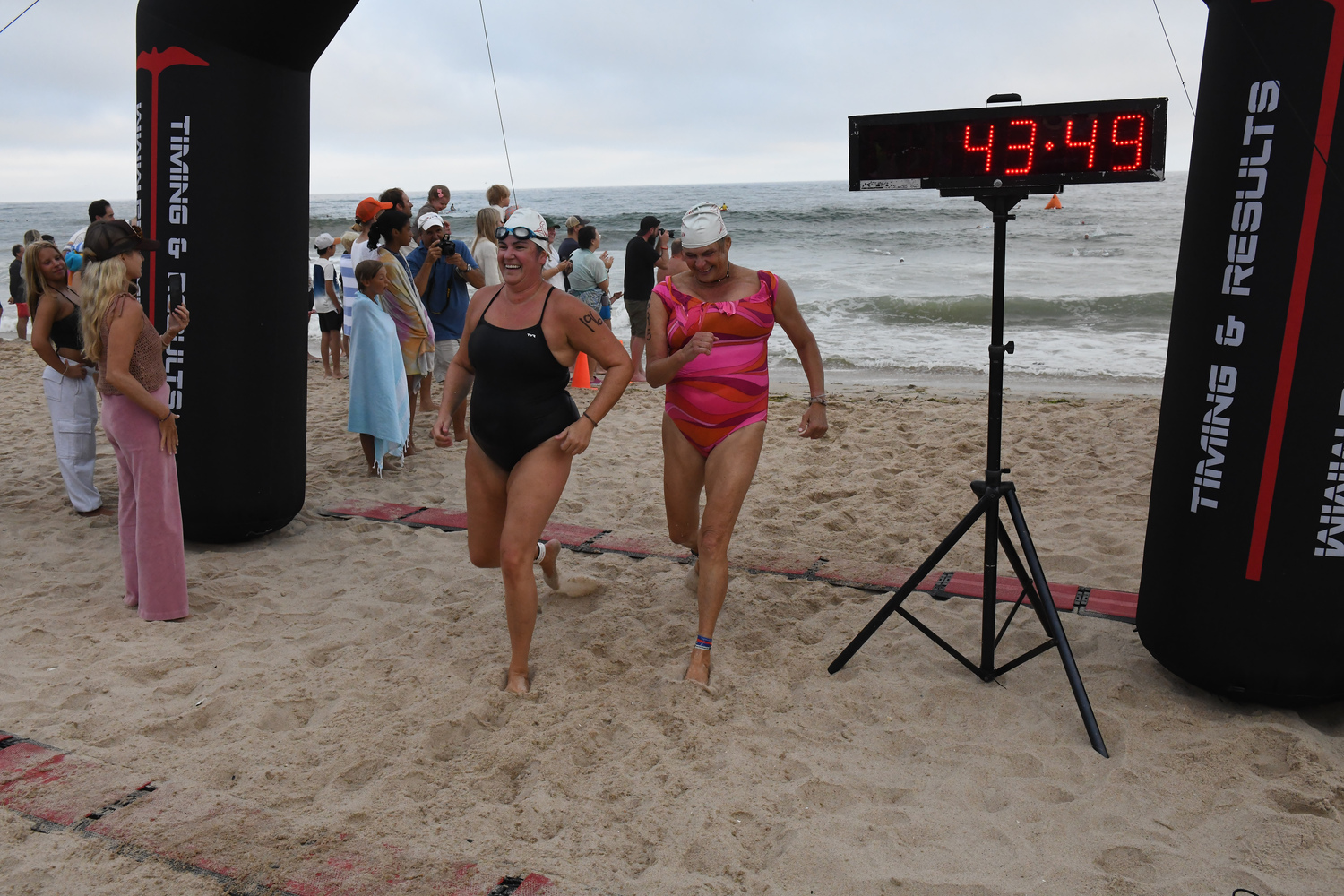 East Hampton Volunteer Ocean Rescue hosted its annual Red Devil Swim at Atlantic Avenue Beach in Amagansett on Saturday evening.   DOUG KUNTZ