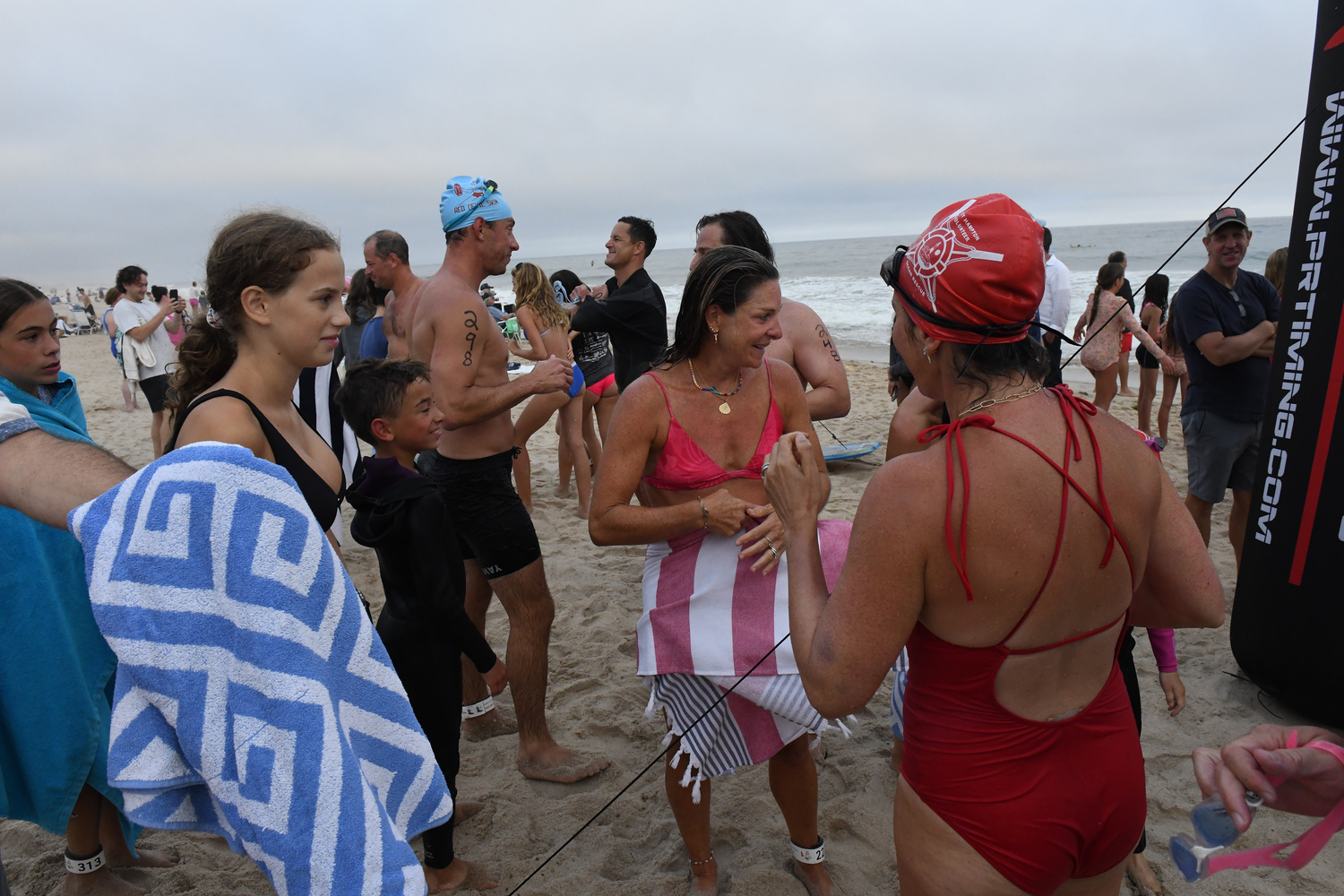 East Hampton Volunteer Ocean Rescue hosted its annual Red Devil Swim at Atlantic Avenue Beach in Amagansett on Saturday evening.   DOUG KUNTZ