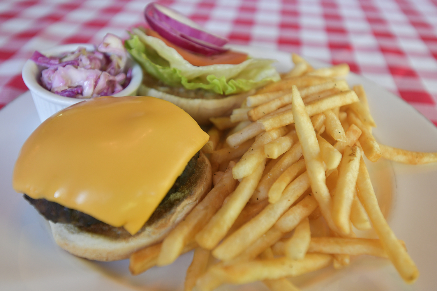 The burger at the Old Stove Pub.   DANA SHAW