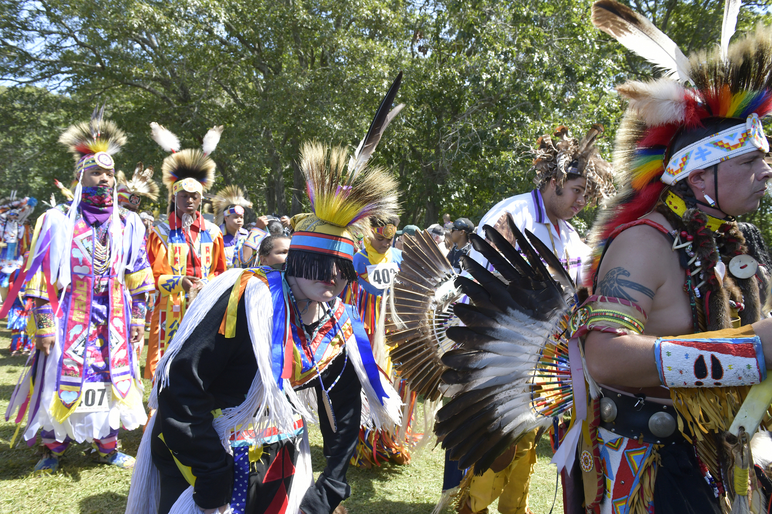 The Grand Entry of the 78th annual Shinnecock Powwow on Saturday.