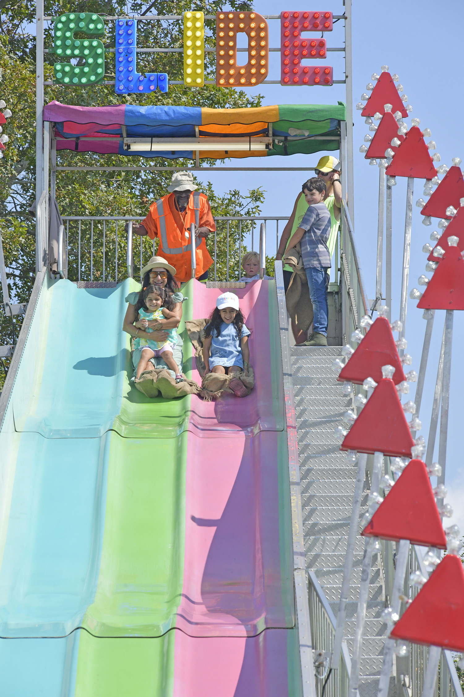 Riding the rides at the San Gennaro Feast of the Hamptons on Sunday.