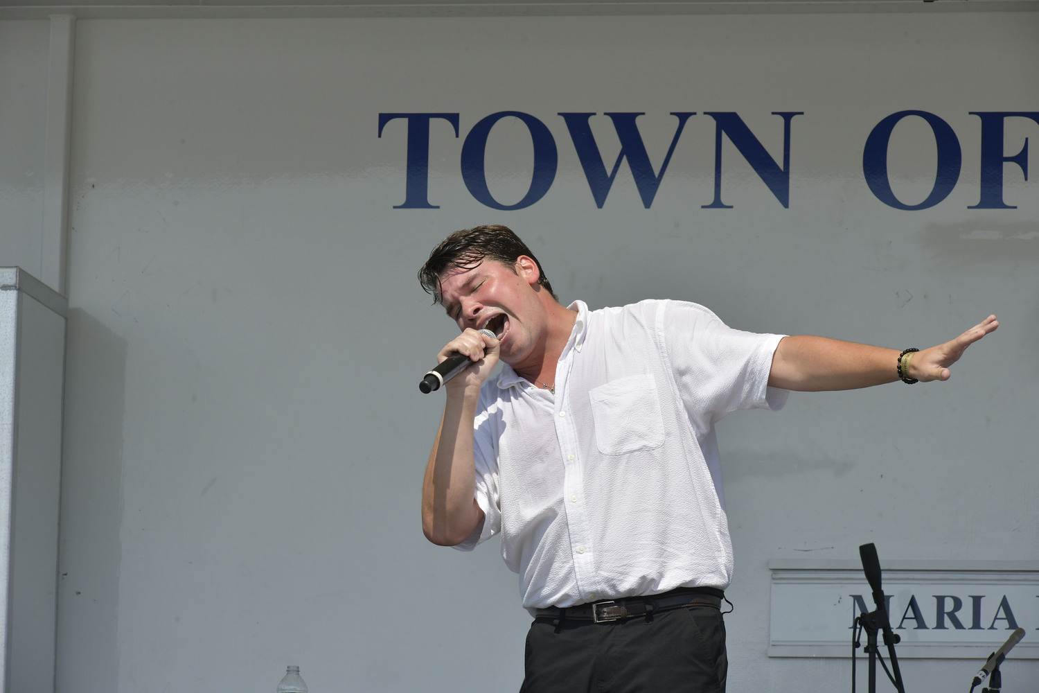 Christiaan Padavan performs at the San Gennaro Feat of the Hamptons on Saturday.