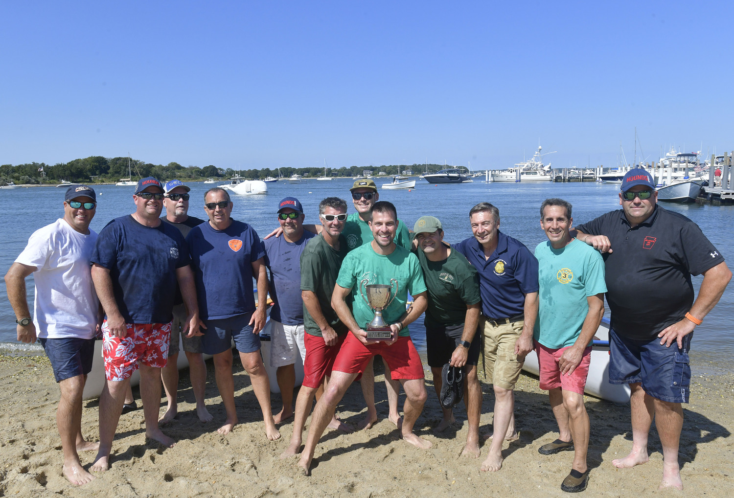 The Murray Hill Hose Company took the trophy at the Firefighters Cup Whaleboat races on Sunday afternoon.  DANA SHAW