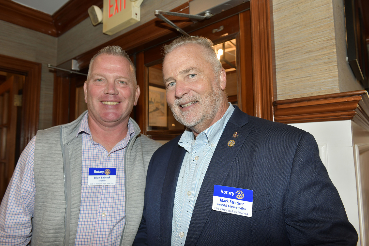 Brian Babcock and Mark Strecker at the Hampton Bays Rotary Club’s 17th Annual “Autumn Evening by the Sea” Fundraiser at Oakland's on September 19.  DANA SHAW