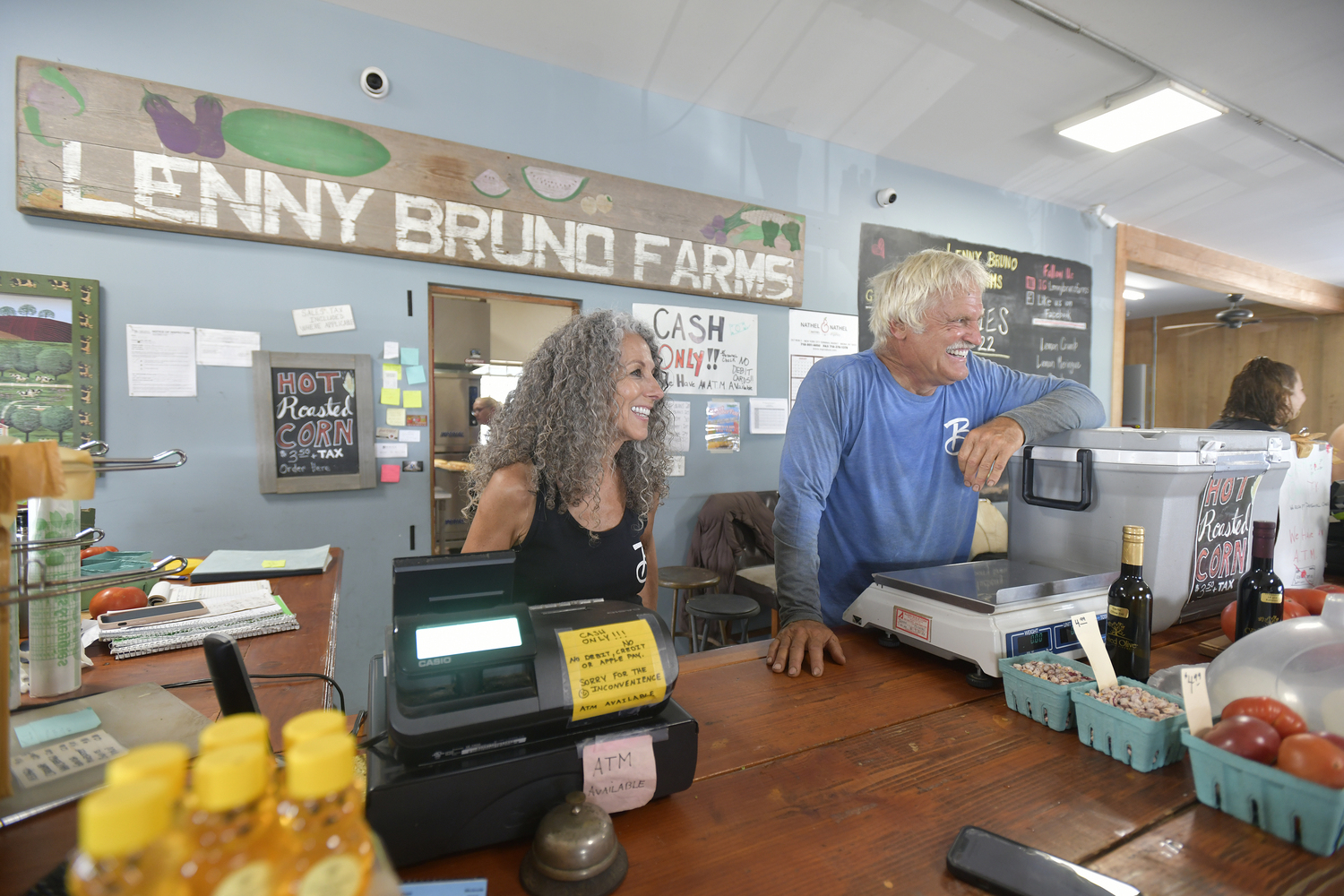 Teresa and Dominic Bruno at Lenny Bruno Farms.  DANA SHAW