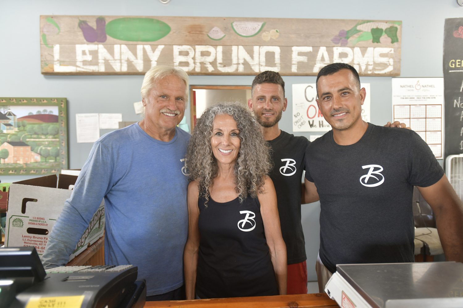 Dominic, Teresa, Dom and Anthony Bruno at Lenny Bruno Farms in Manorville.  DANA SHAW