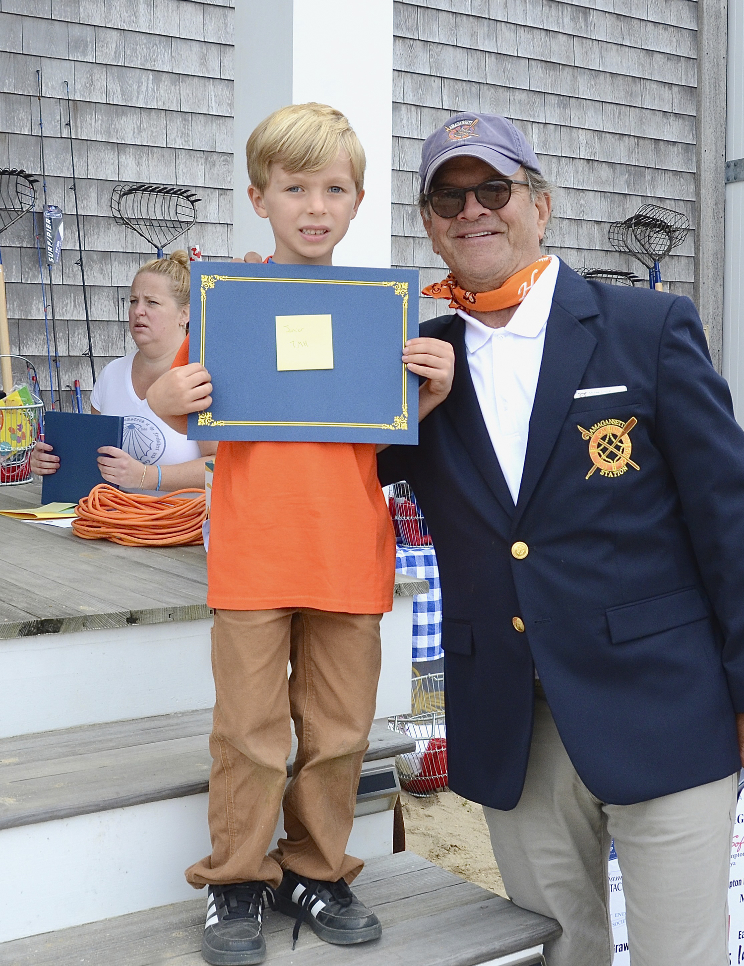 Junior largest clam winner Wesley Aldridge with Michael Cinque.  KYRIL BROMLEY