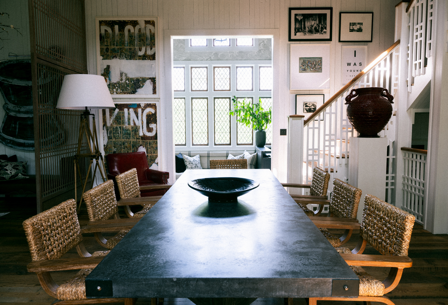 The dining room table brings density to the historic space.  MACRAE MARRAN