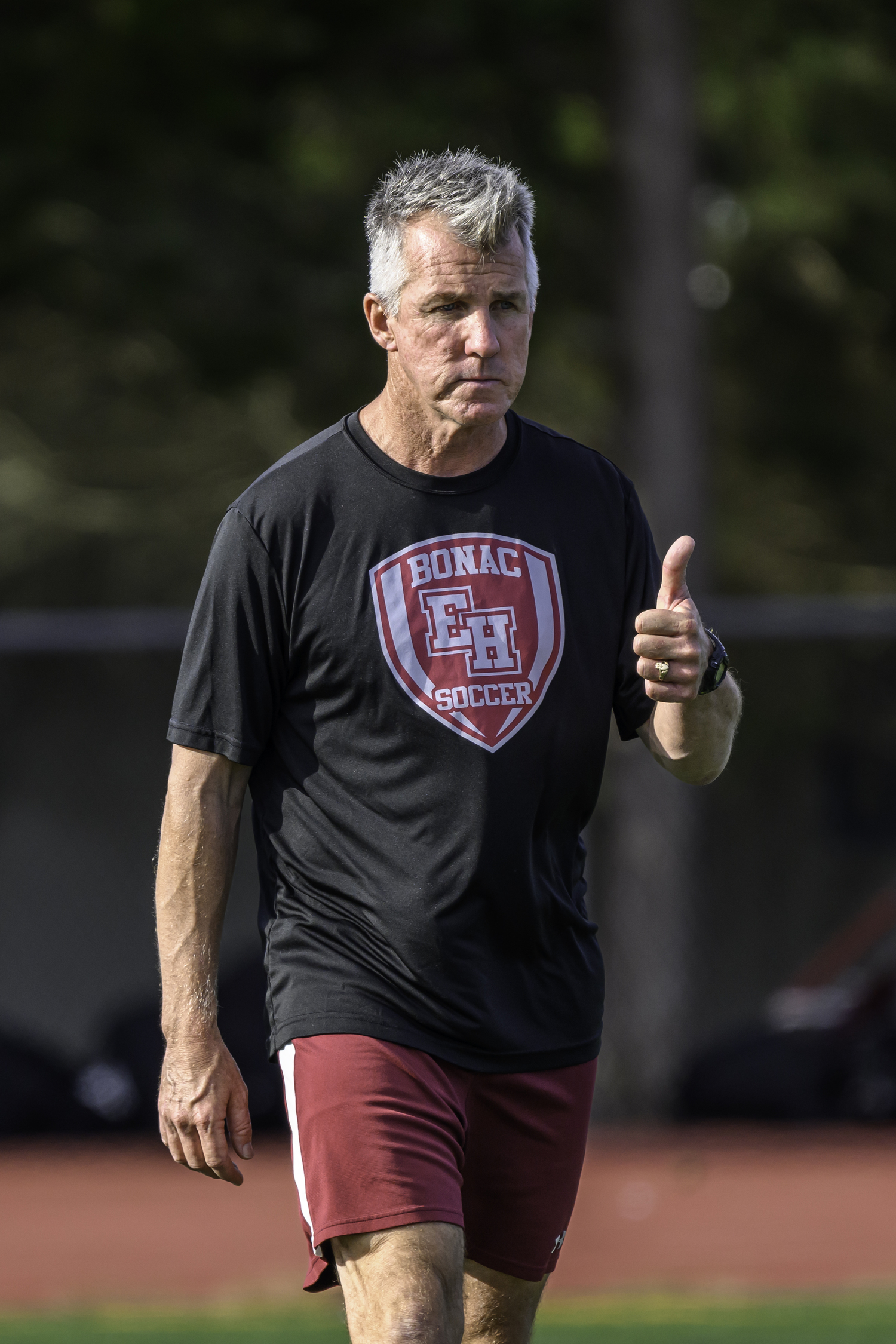 East Hampton varsity boys soccer head coach Don McGovern.   MARIANNE BARNETT