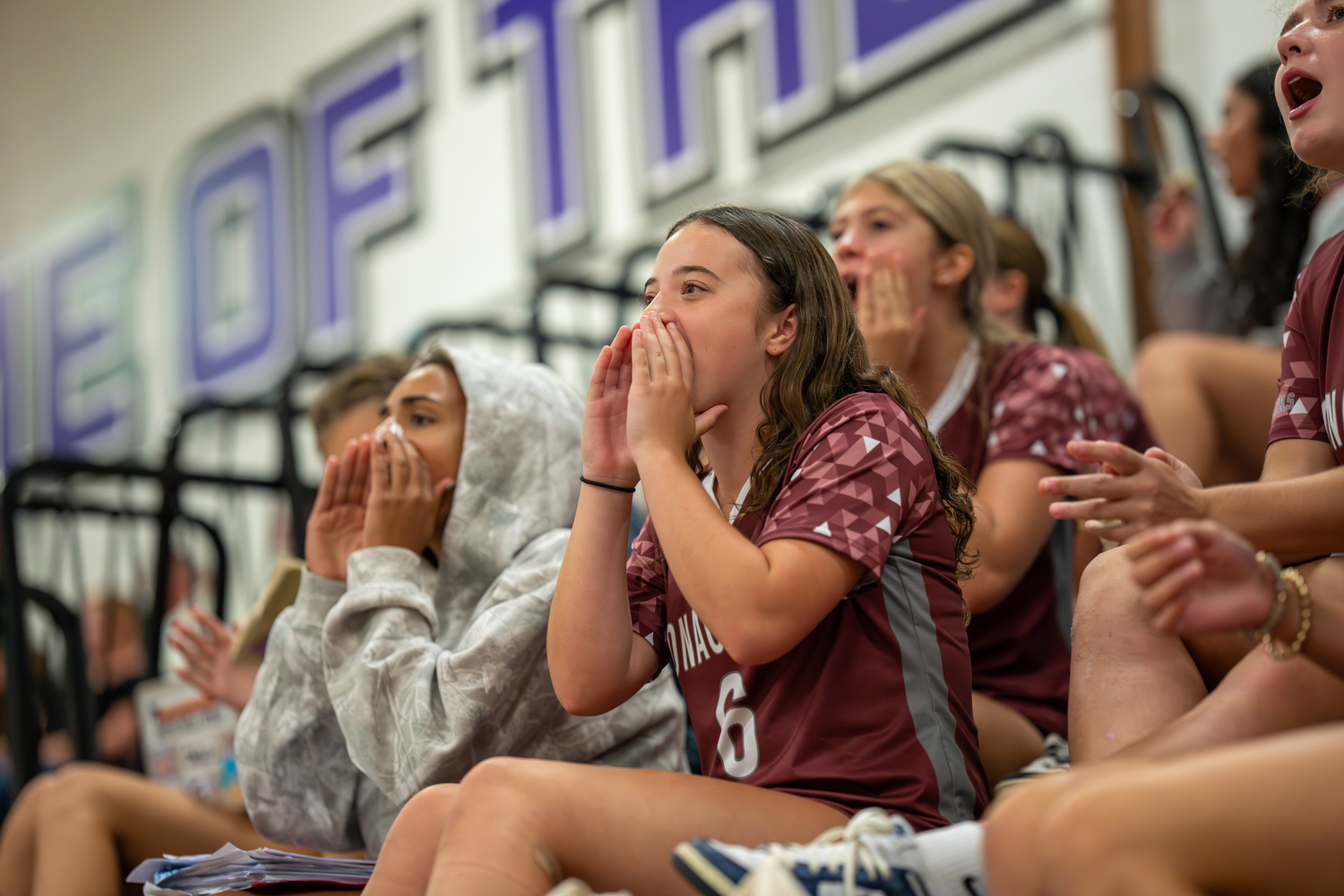 Bonac JV girls root on their varsity players during Monday's match in Hampton Bays. RON ESPOSITO