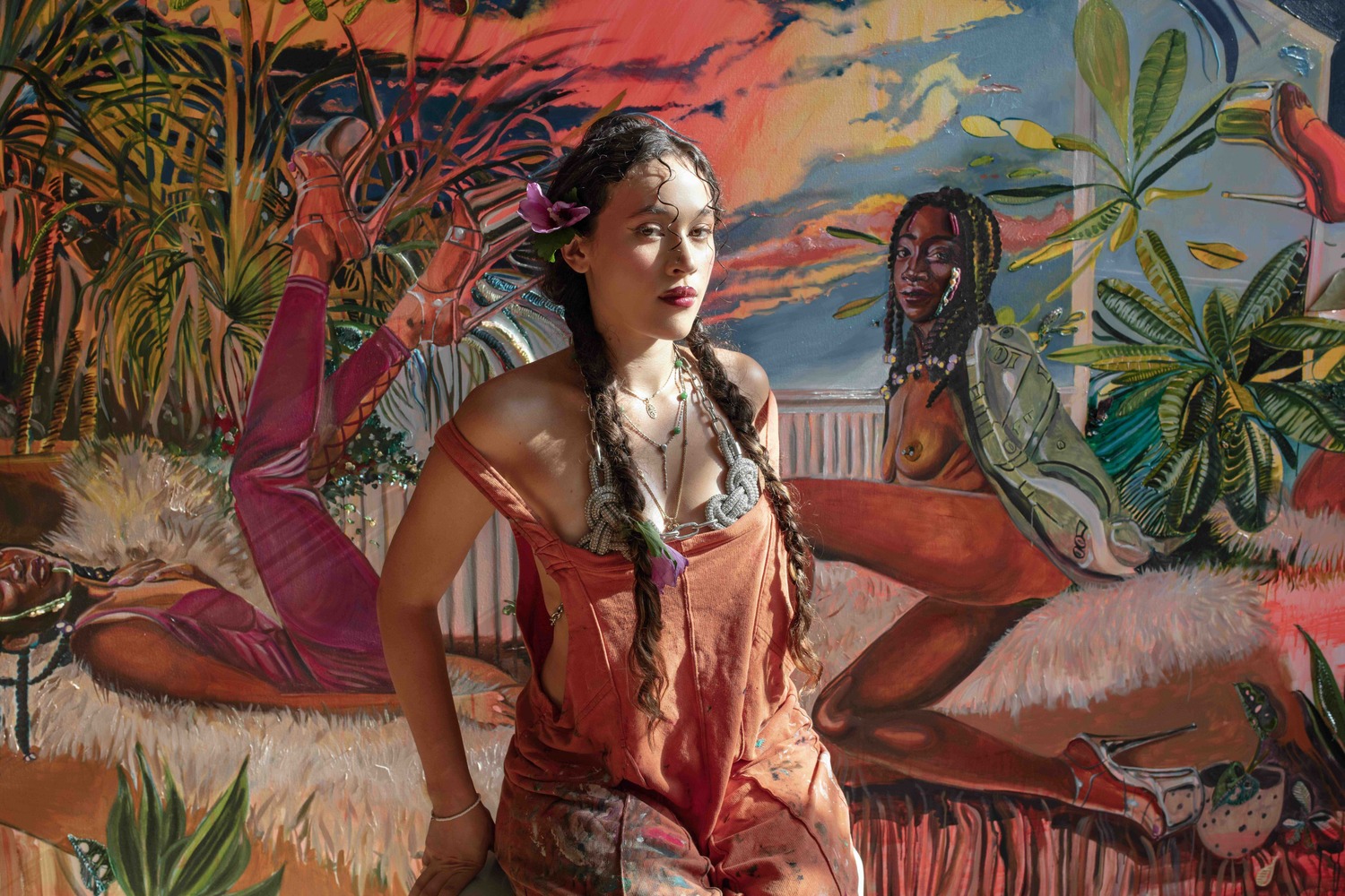 Pasifika artist Gisela Charfauros McDaniel in her studio in 2023. RACHEL STERN