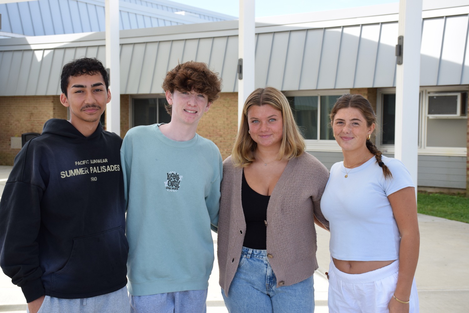 Hampton Bays High School students, from left, Aaren Arias, Brendyn Molnar, Kaya Raynor and Olivia Allen have been named as 2024 All-County musicians. Arics has also been named All-State. COURTESY HAMPTON BAYS SCHOOL DISTRICT