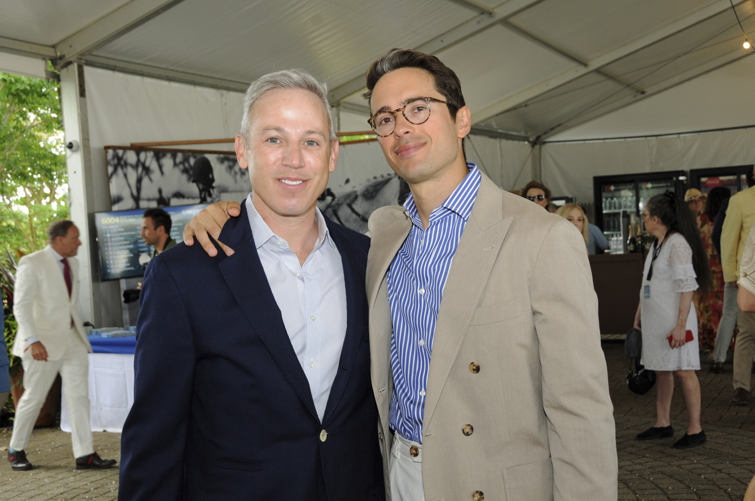 Michael and Jeffrey Lorber at the Hampton Classic Grand Prix on Sunday.  RICHARD LEWIN