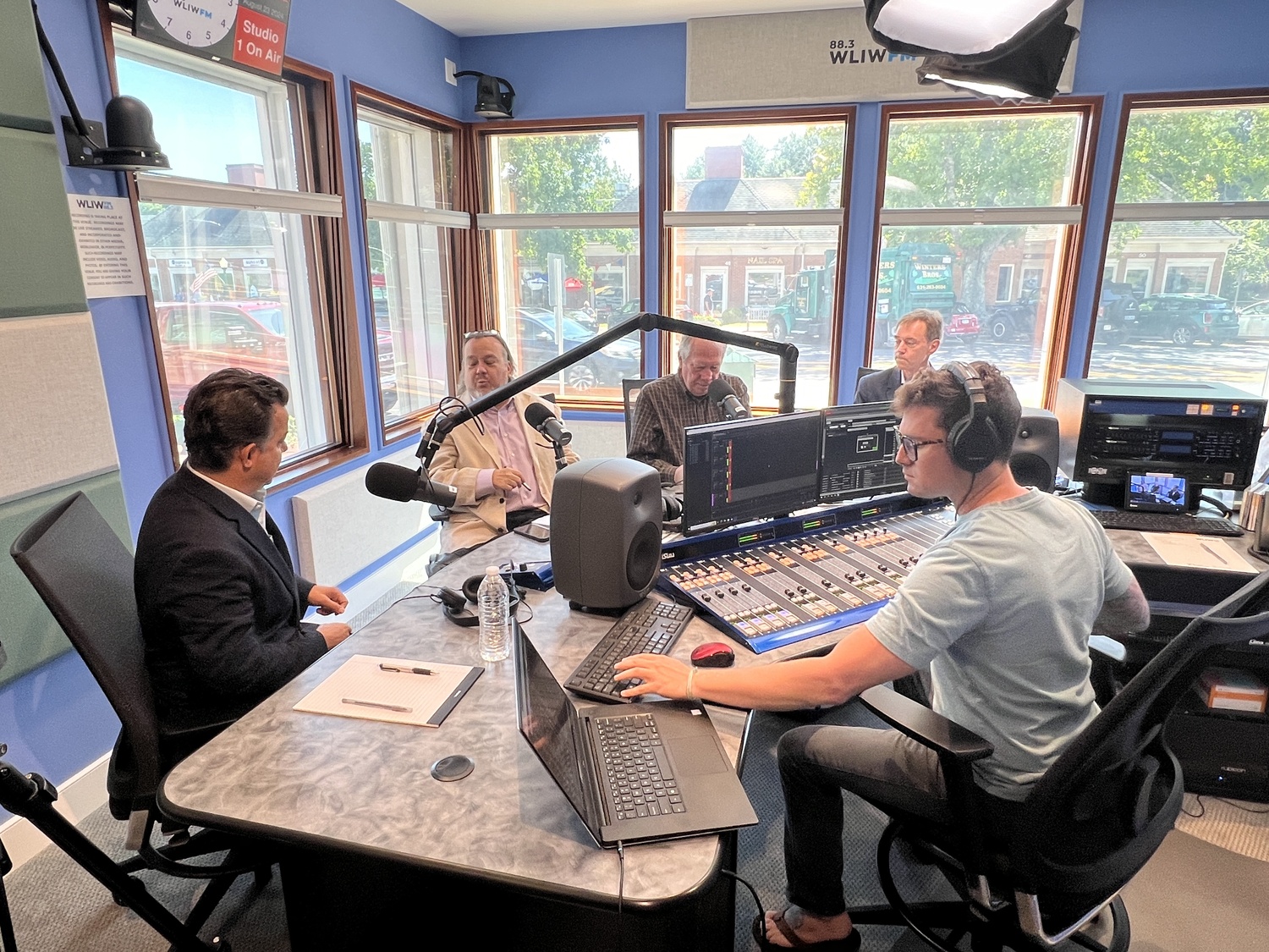 Democratic candidate John Avlon is interviewed for the 1st District Matters podcast at WLIW-FM studios in Southampton. BILL SUTTON