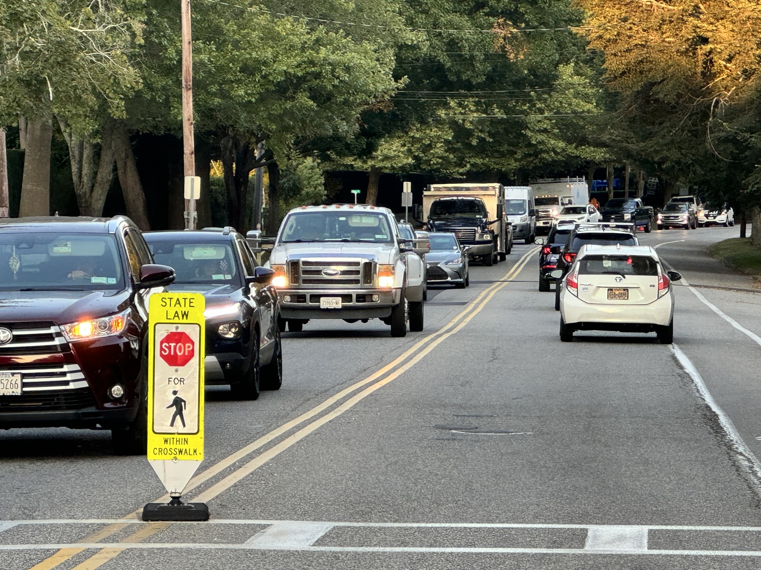 Traffic woes have continued in Southampton Village in and around Hill Street during rush hour. MICHAEL WRIGHT