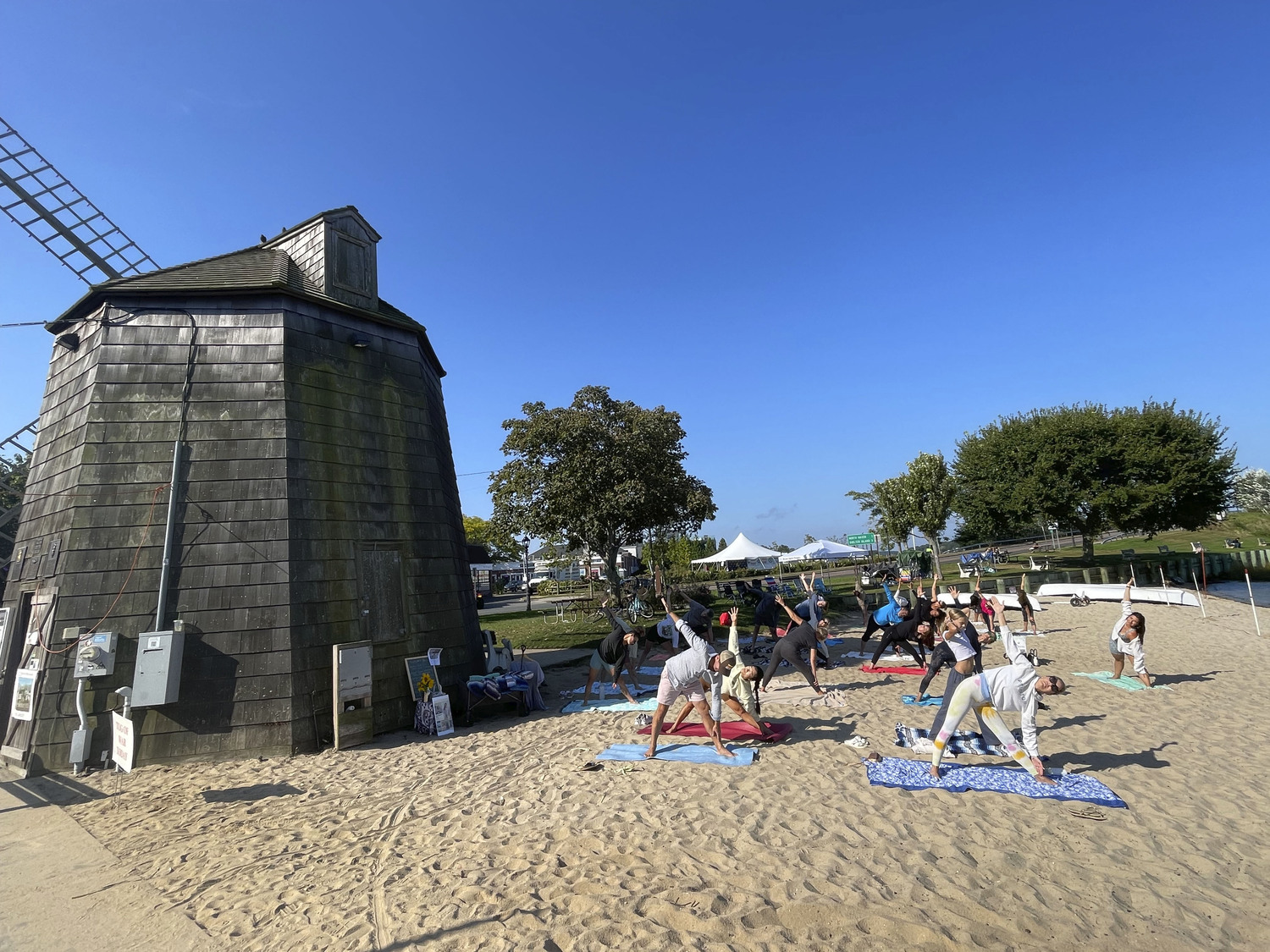 Yoga on Windmill Beach with evolve East Yoga on Sunday.  GAVIN MENU